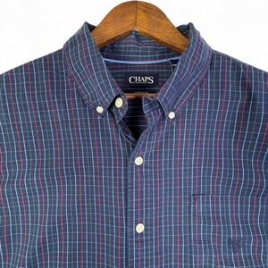 Classic Preppy Chaps Check Button Down Shirt Size XXL